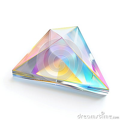 pyramidal structure with an iridescent finish reflects a spectrum of colors, Stock Photo