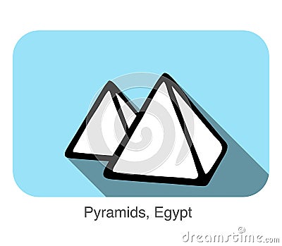 Pyramids, Egypt, famous landmark flat icon design, Famous scenic spot Vector Illustration