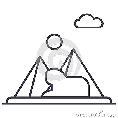 Pyramids,egypt vector line icon, sign, illustration on background, editable strokes Vector Illustration