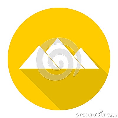 The pyramids at Giza in Egypt, pyramid complex icon with long shadow Vector Illustration