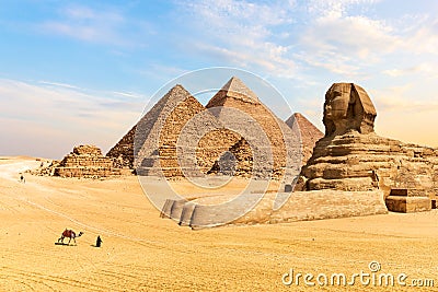 The Pyramids of Giza and the Great Sphinx, Egypt Stock Photo