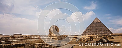 Pyramids of Giza with Sphinx, Egypt Stock Photo