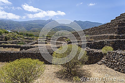 Pyramids of Guimar rectangular pyramids built of Lara stone Stock Photo