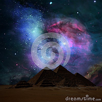 The pyramids in night. Stock Photo