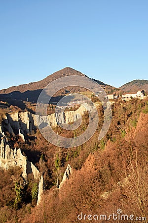 The Pyramids of Zone Lake Iseo in Vallecamonica Stock Photo