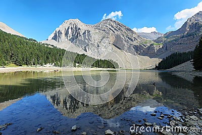 Pyrenees lake Ibon de Plan Basa de la Mora,Spain Stock Photo