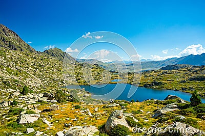 Pyrenees Pessons peak and lakes, Andorra Stock Photo