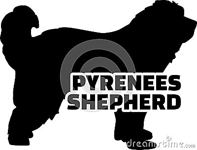 Pyrenees Shepherd silhouette name Vector Illustration