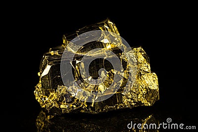 Pyrite in front of black Stock Photo