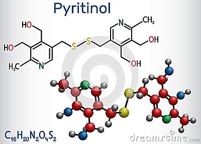 Pyritinol molecule, pyridoxine disulfide, cognitive drug. Structural chemical formula Vector Illustration