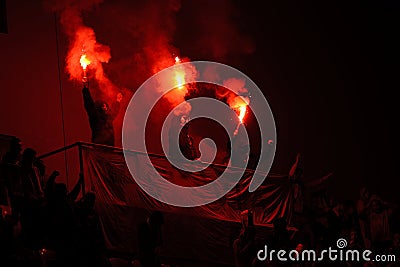 Pyro of SK Slavia Prague Editorial Stock Photo