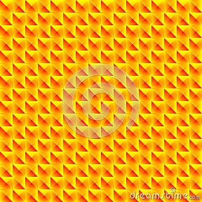 Pyromidal pattern of orange squares and striped yellow triangles Stock Photo
