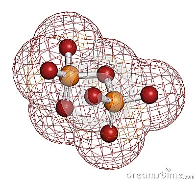 Pyrophosphate (PPi) anion. Important in biochemistry, used as food additive (E450). 3D rendering. Atoms are represented as spheres Stock Photo