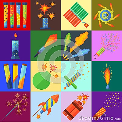 Pyrotechnics and fireworks vector. Vector Illustration