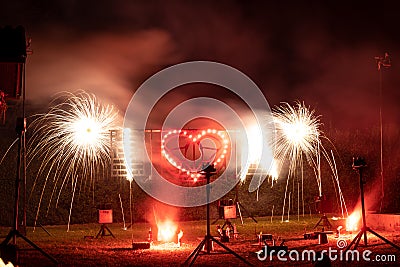 Pyrotechnics at a wedding. Stock Photo