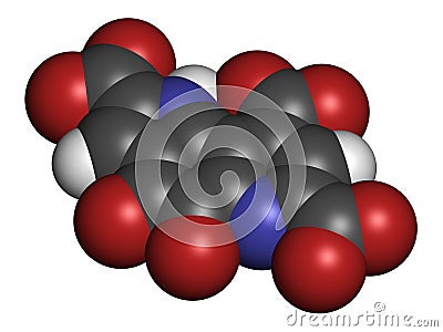 Pyrroloquinoline quinone (PQQ) redox cofactor molecule. 3D rendering. Atoms are represented as spheres with conventional color Stock Photo