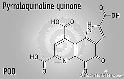 Pyrroloquinoline quinone PQQ redox cofactor molecule. Skeletal formula. Vector Illustration