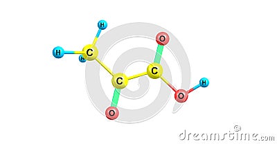 Pyruvic acid molecular structure isolated on white Cartoon Illustration