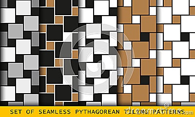 Pythagorean tiling. Seamless surface pattern design with flooring ornament. Squares tessellation vector Vector Illustration