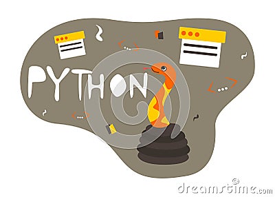 Python code language sign. Programming coding and developing concept. Vector Illustration