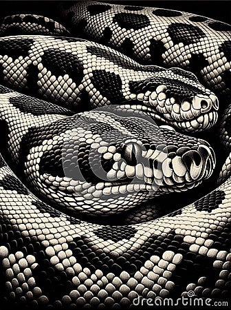 Python is a genus of constricting snakes in the Pythonidae family Stock Photo