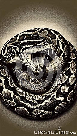 Python is a genus of constricting snakes in the Pythonidae family Stock Photo