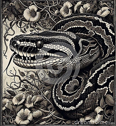 Python is a genus of constricting snakes in the Pythonidae family Stock Photo