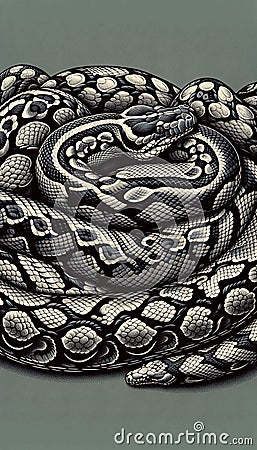 Python is a genus of constricting snakes in the Pythonidae family Stock Photo
