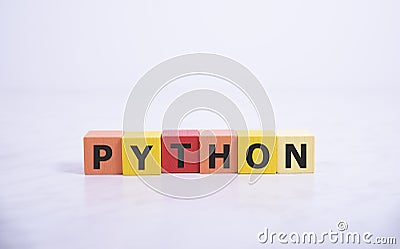 Python programming language word concept. QA concept Stock Photo