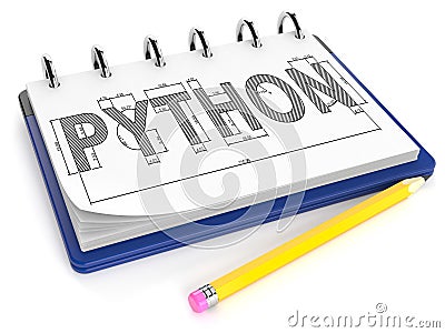 Python text with notebook Stock Photo