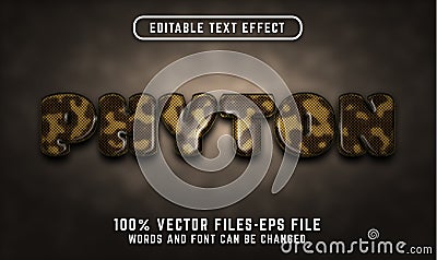 Pyton 3d text effect. editable text effect cartoon style. psd smart object Vector Illustration