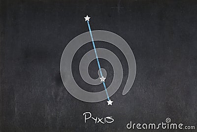 Pyxis constellation drawn on a blackboard Stock Photo