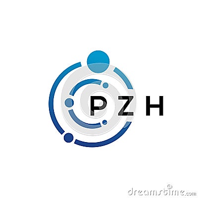PZH letter technology logo design on white background. PZH creative initials letter IT logo concept. PZH letter design Vector Illustration