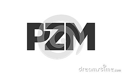 PZM logo design template with strong and modern bold text. Initial based vector logotype featuring simple and minimal typography. Vector Illustration