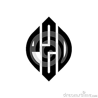 PZO circle letter logo design with circle and ellipse shape. PZO ellipse letters with typographic style. The three initials form a Vector Illustration