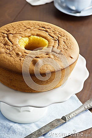 PÃ£o de Lo, or Portuguese Sponge Cake, with Tea Stock Photo