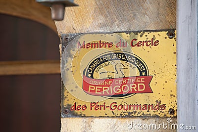 Cercle des peri-gourmands Perigord geese duck food logo brand and text sign local Editorial Stock Photo