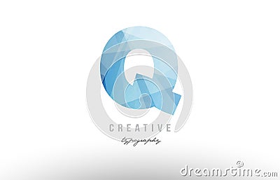 q blue polygonal alphabet letter logo icon design Stock Photo