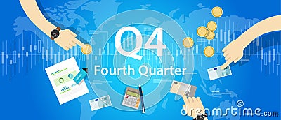 Q4 fourth quarter business report target corporate financial result Vector Illustration