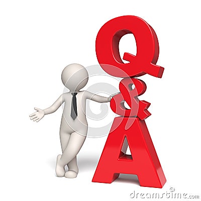 Q&A Icon - Questions and answers - 3d man Stock Photo