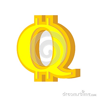 Q letter bitcoin font. Cryptocurrency alphabet. Lettering virtual money. Vector illustration Vector Illustration