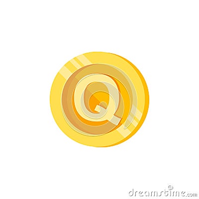 Q, letter, coin color icon. Element of color finance signs. Premium quality graphic design icon. Signs and symbols collection icon Stock Photo