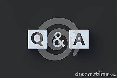 Q and A letters on cubes. Question and answers. Customer support service. Solution to the problem. Communication concept Stock Photo