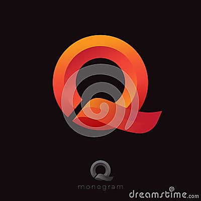 Q monogram. Q letter logo. Beautiful voluminous letter Q as ribbon. Vector Illustration