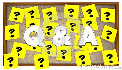 Q and A Questions Answers Sticky Notes Bulletin Board Stock Photo