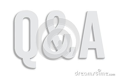 Q&A Questions and Answers text minimalist white grey color 3D word shape and isolated on simple minimal white clean background Stock Photo