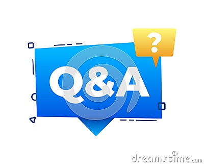 Q and a speech bubble asking questions getting answers solving problems banner Vector Illustration