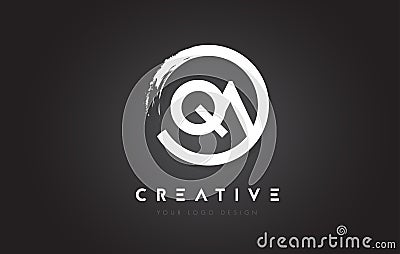 QA Circular Letter Logo with Circle Brush Design and Black Background. Vector Illustration