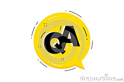 QA yellow speech bubble. Faq questionnaire chat symbol. Question and answer message. Vector Vector Illustration