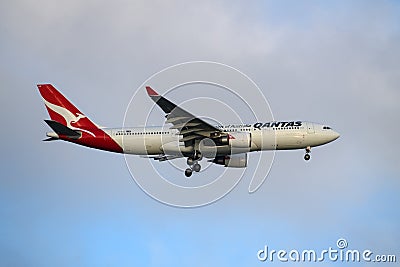 Qantas Airlines Airbus A330 Arriving at Sydney Airport Editorial Stock Photo